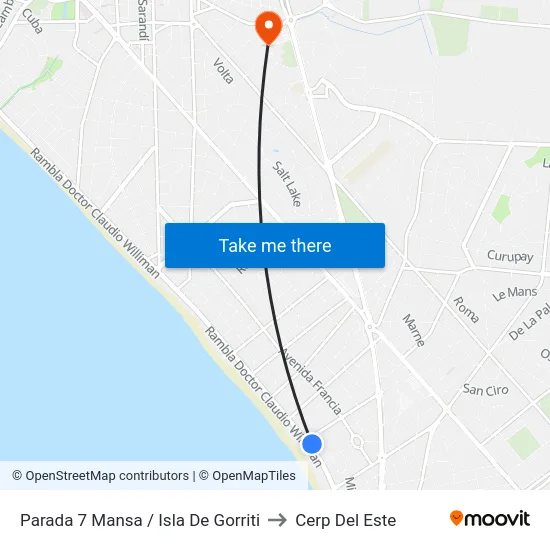 Parada 7 Mansa / Isla De Gorriti to Cerp Del Este map