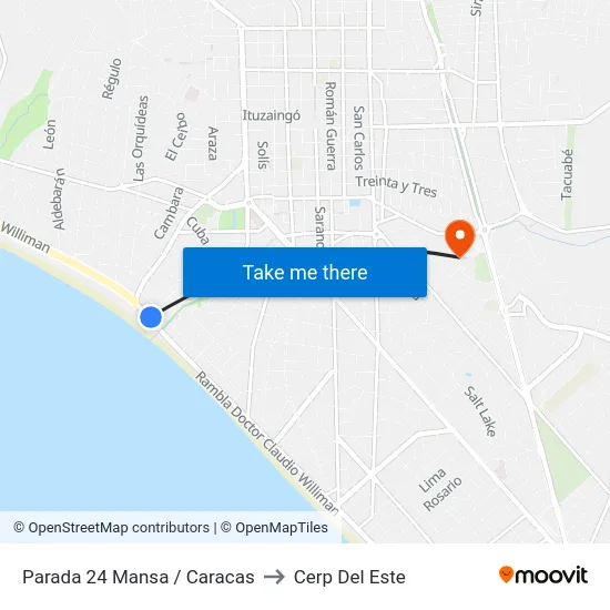 Parada 24 Mansa / Caracas to Cerp Del Este map