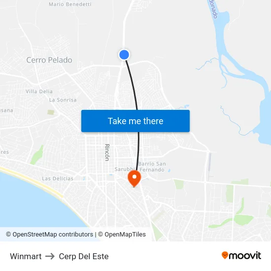 Winmart to Cerp Del Este map