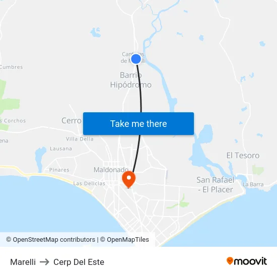 Marelli to Cerp Del Este map