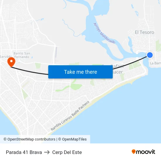 Parada 41 Brava to Cerp Del Este map