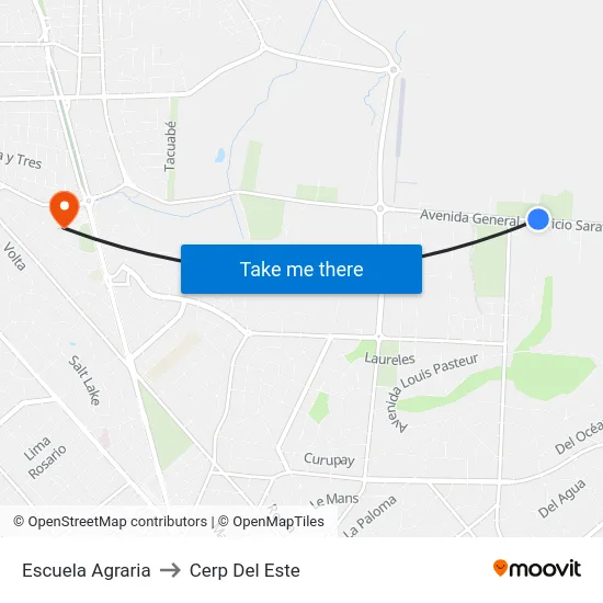 Escuela Agraria to Cerp Del Este map