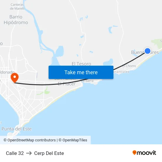 Calle 32 to Cerp Del Este map
