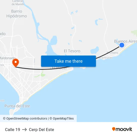 Calle 19 to Cerp Del Este map