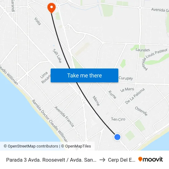 Parada 3 Avda. Roosevelt / Avda. San Remo to Cerp Del Este map