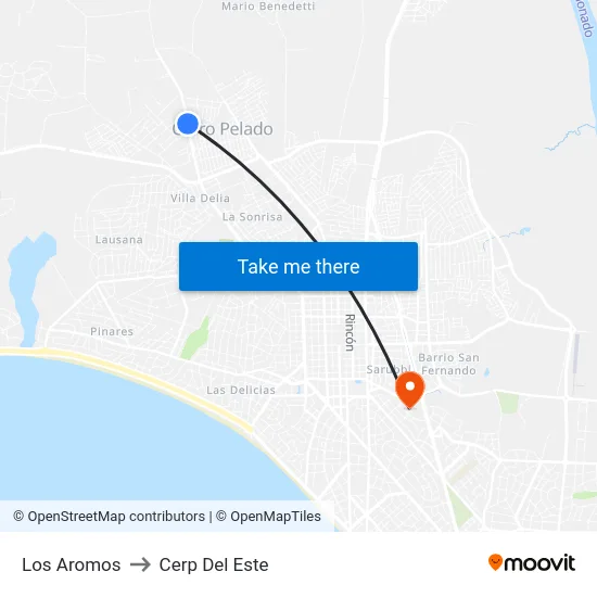 Los Aromos to Cerp Del Este map