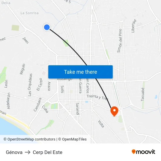 Génova to Cerp Del Este map