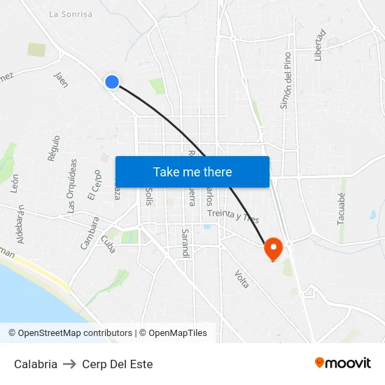 Calabria to Cerp Del Este map