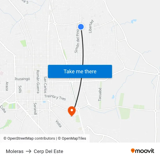 Moleras to Cerp Del Este map