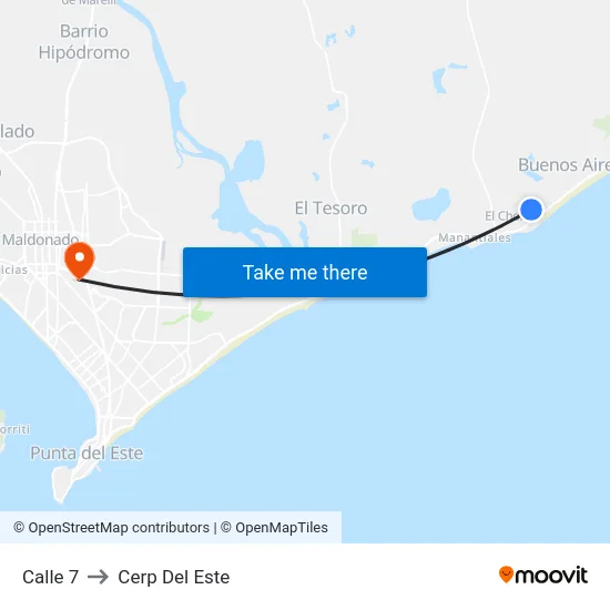 Calle 7 to Cerp Del Este map