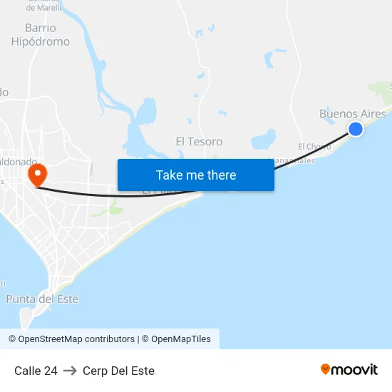 Calle 24 to Cerp Del Este map
