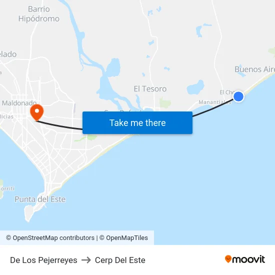De Los Pejerreyes to Cerp Del Este map