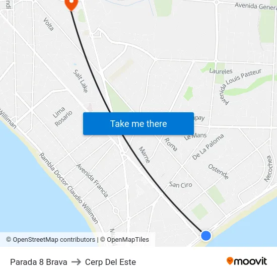 Parada 8 Brava to Cerp Del Este map