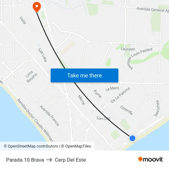 Parada 10 Brava to Cerp Del Este map