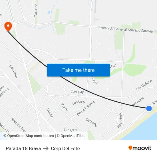 Parada 18 Brava to Cerp Del Este map