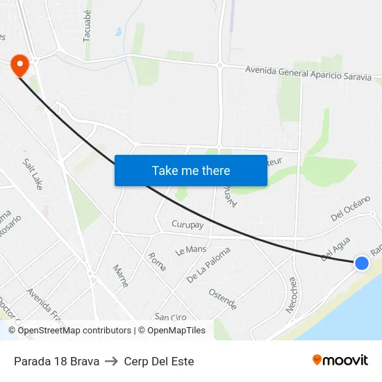 Parada 18 Brava to Cerp Del Este map