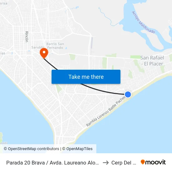 Parada 20 Brava / Avda. Laureano Alonsopérez to Cerp Del Este map