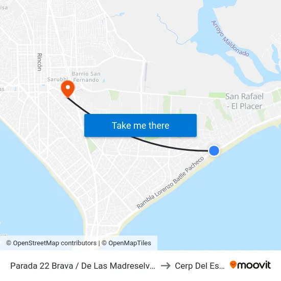 Parada 22 Brava / De Las Madreselvas to Cerp Del Este map