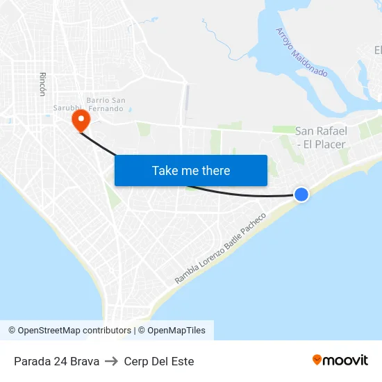 Parada 24 Brava to Cerp Del Este map