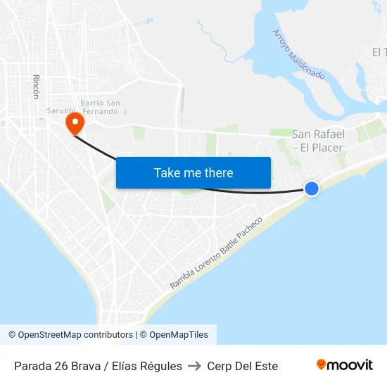 Parada 26 Brava / Elías Régules to Cerp Del Este map