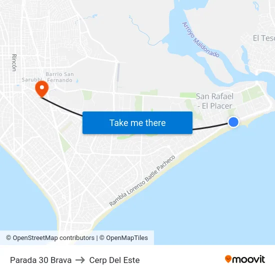 Parada 30 Brava to Cerp Del Este map