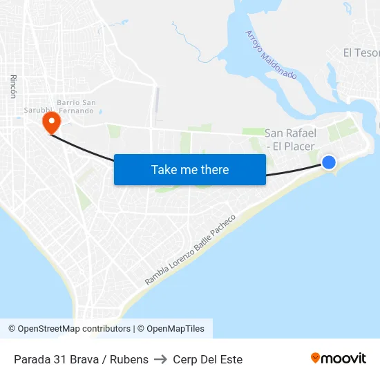 Parada 31 Brava / Rubens to Cerp Del Este map