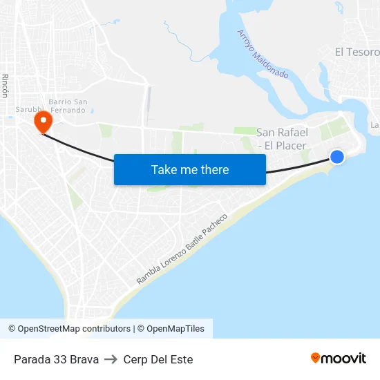 Parada 33 Brava to Cerp Del Este map