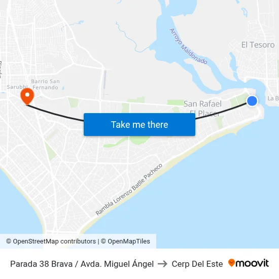 Parada 38 Brava / Avda. Miguel Ángel to Cerp Del Este map