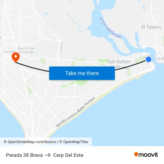 Parada 38 Brava to Cerp Del Este map