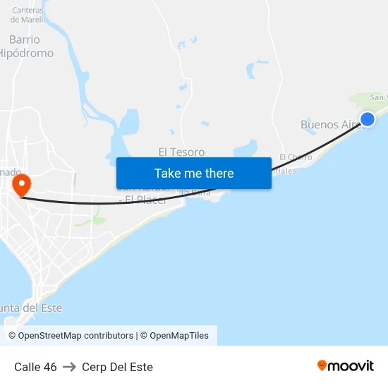 Calle 46 to Cerp Del Este map