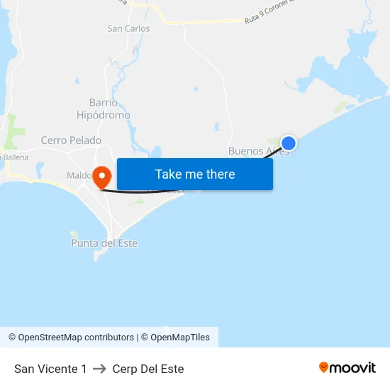 San Vicente 1 to Cerp Del Este map
