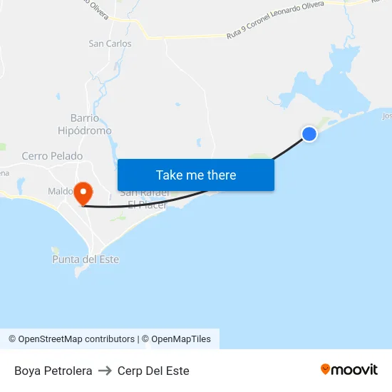 Boya Petrolera to Cerp Del Este map
