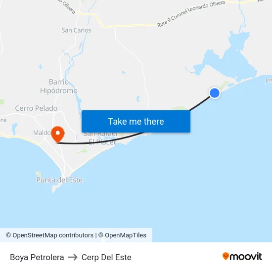 Boya Petrolera to Cerp Del Este map