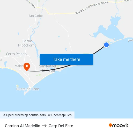 Camino Al Medellín to Cerp Del Este map