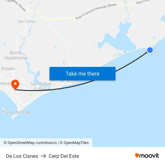 De Los Cisnes to Cerp Del Este map