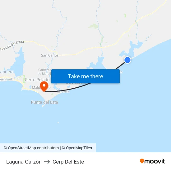 Laguna Garzón to Cerp Del Este map