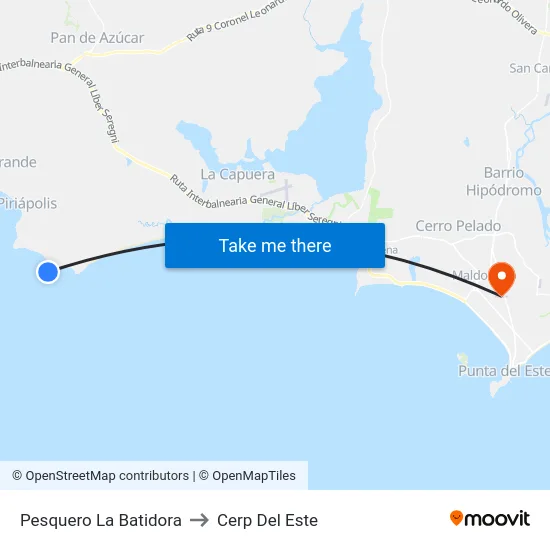 Pesquero La Batidora to Cerp Del Este map