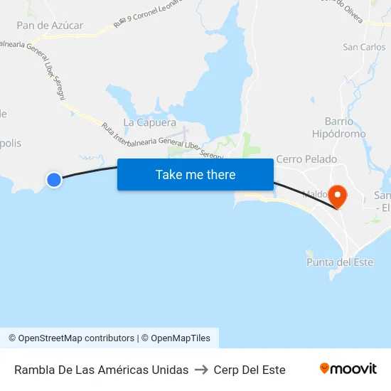 Rambla De Las Américas Unidas to Cerp Del Este map