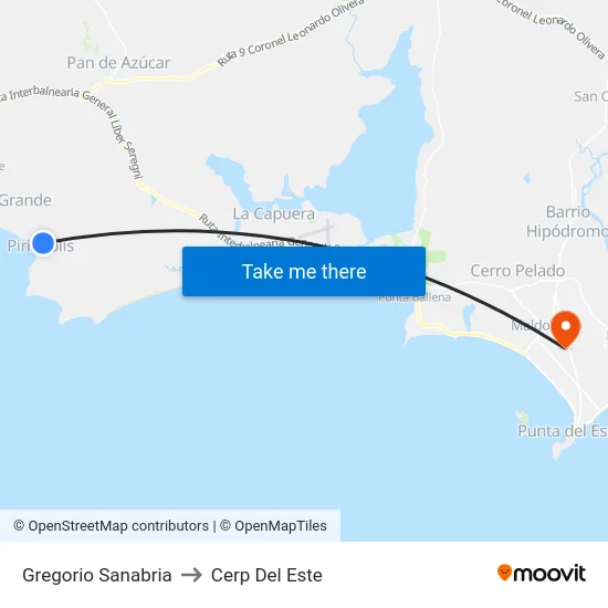 Gregorio Sanabria to Cerp Del Este map