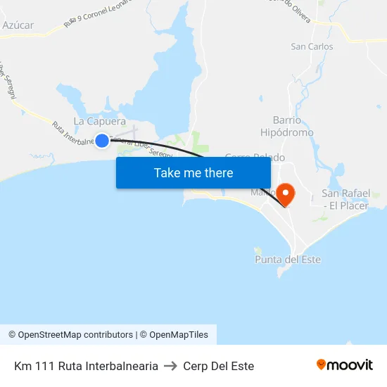 Km 111 Ruta Interbalnearia to Cerp Del Este map