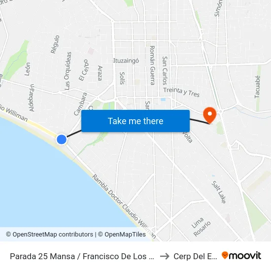 Parada 25 Mansa / Francisco De Los Santos to Cerp Del Este map