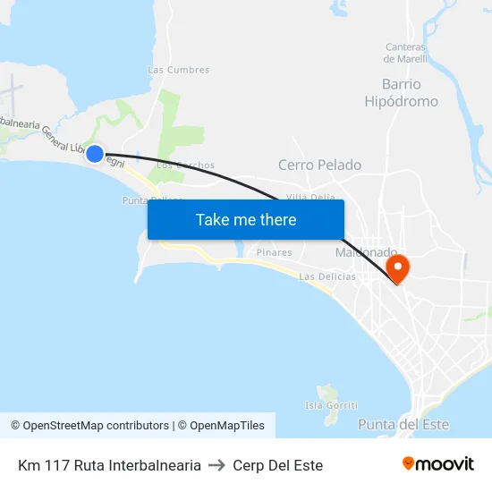 Km 117 Ruta Interbalnearia to Cerp Del Este map