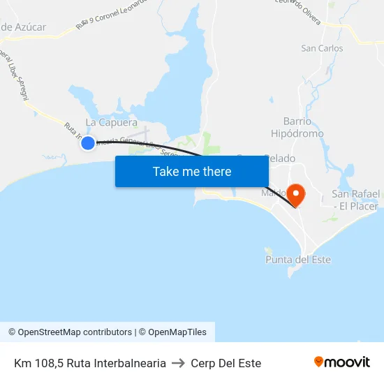 Km 108,5 Ruta Interbalnearia to Cerp Del Este map