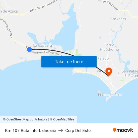 Km 107 Ruta Interbalnearia to Cerp Del Este map