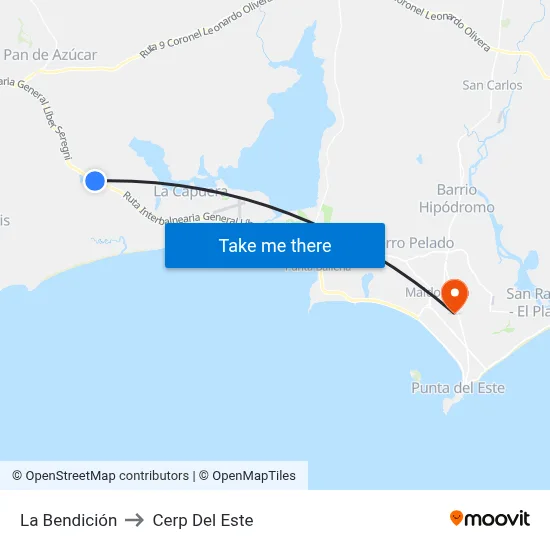 La Bendición to Cerp Del Este map