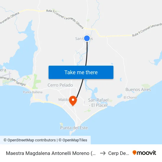 Maestra Magdalena Antonelli Moreno (Ex Cont. Sarandí) to Cerp Del Este map