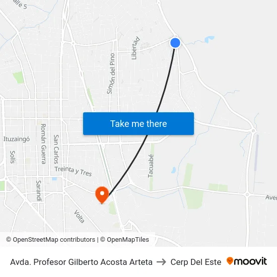 Avda. Profesor Gilberto Acosta Arteta to Cerp Del Este map