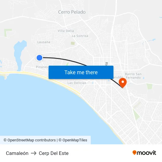 Camaleón to Cerp Del Este map