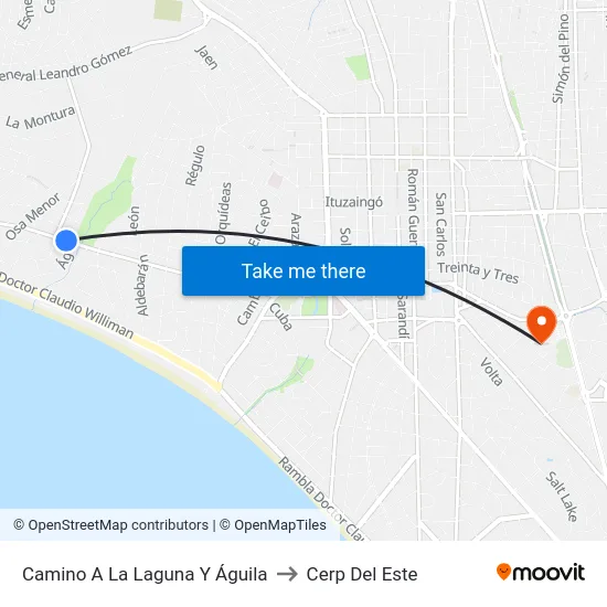 Camino A La Laguna Y Águila to Cerp Del Este map