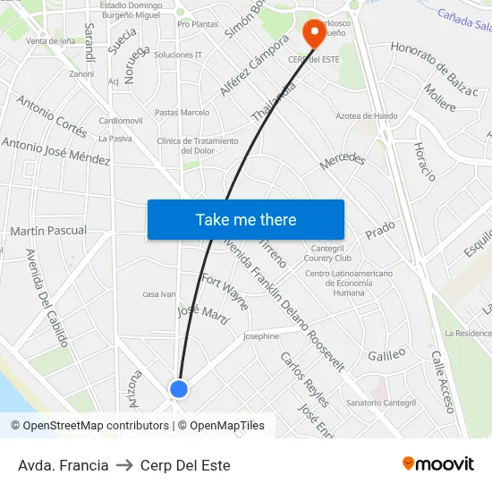 Avda. Francia to Cerp Del Este map